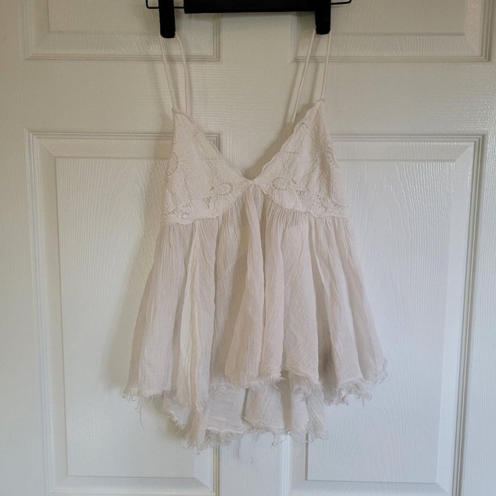 * Sold on Depop*Free People backless fairy white blouse size xsmall